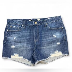 Women's 16W Seven7 Blue Distressed Jean Weekend Shorts